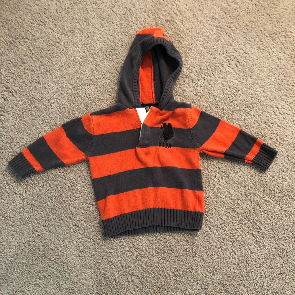 USPA striped hooded sweater size 24 months